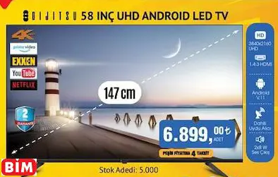 DİJİTSU 58 INÇ UHD ANDROİD LED TV /AKILLI TELEVİZYON DİJİTSU 58 INÇ UHD ANDROİD LED TV /AKILLI TELEVİZYON